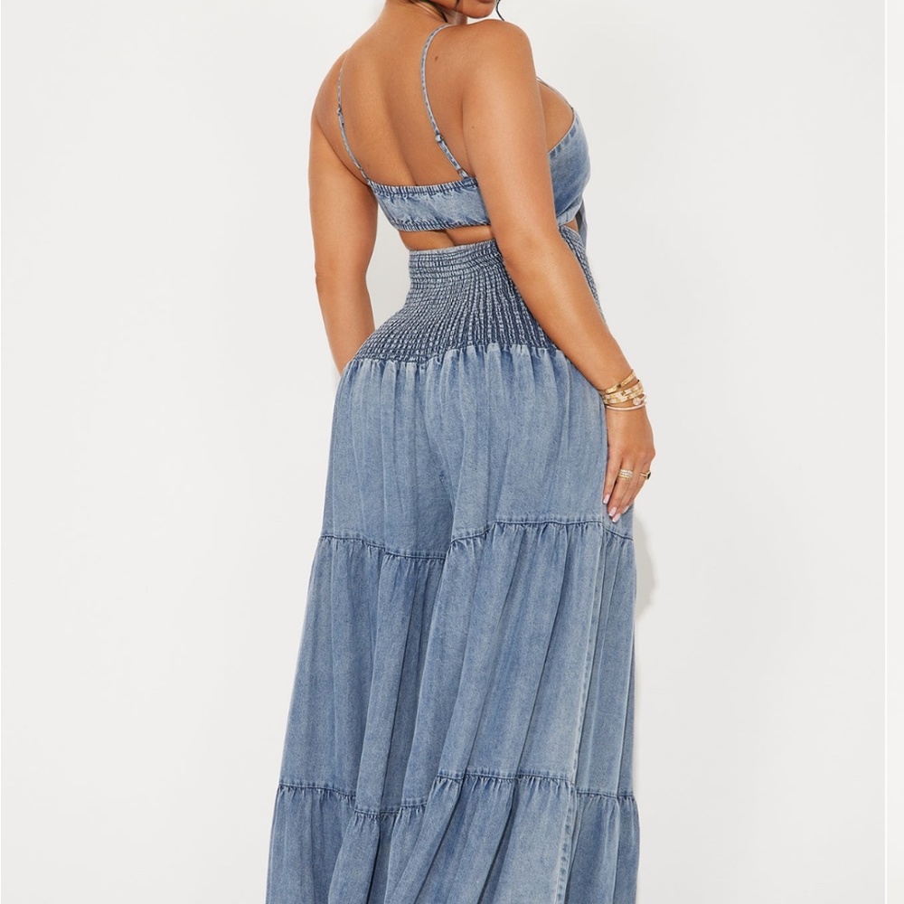 Free spirit washed chambray jumpsuit - Picture 2 of 4